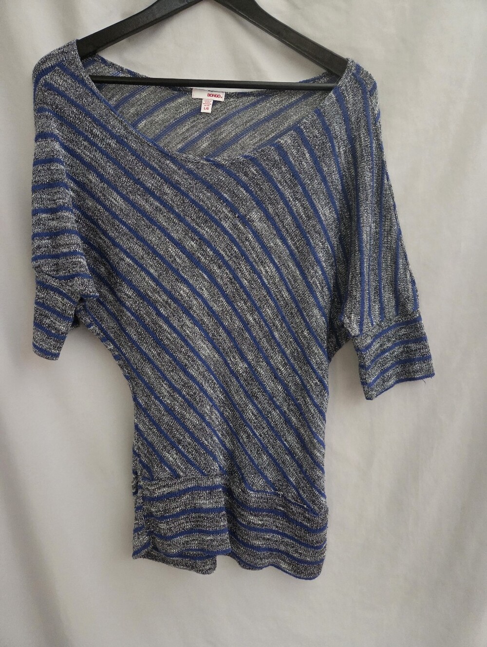Bongo Striped Metallic Knit Dolman Sleeve Top